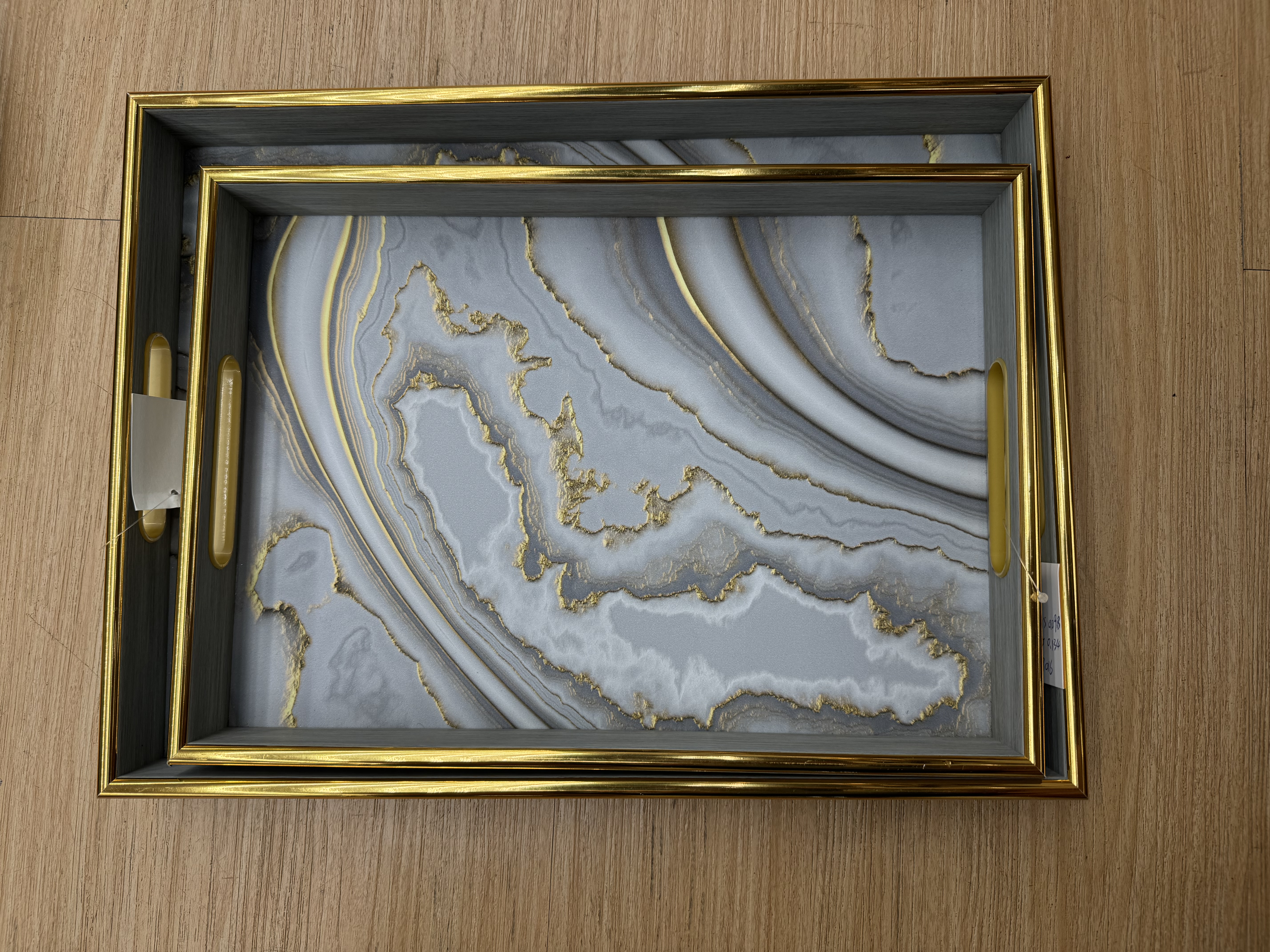 金边托盘 非洲工艺品精选 竹工艺品迷你小家具 木手柄圆镜设计 独特办公室工艺品装饰品