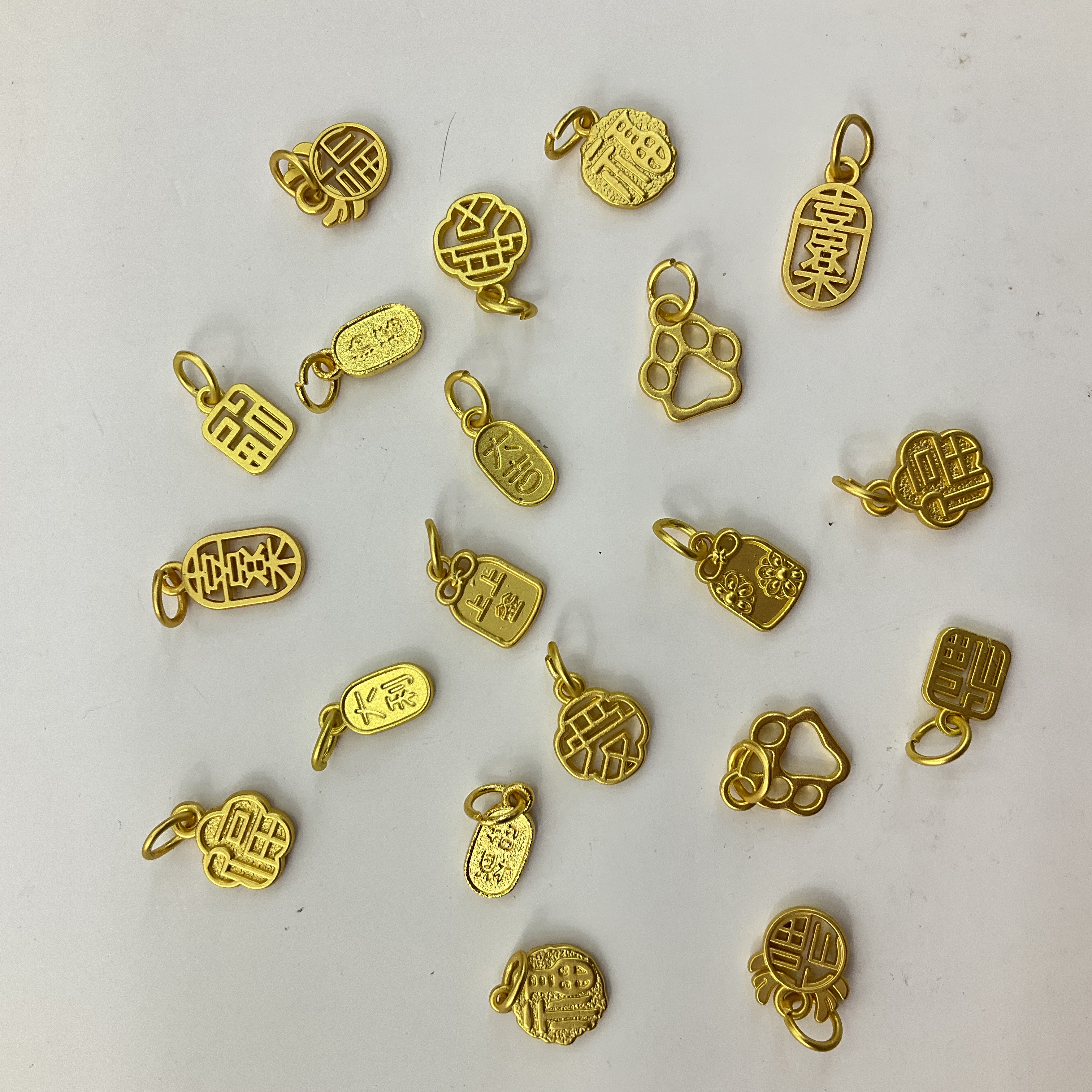 沙金配件手链手串百搭款小吊坠方福小祥云大吉大利上上签diy饰品项链配件产品图