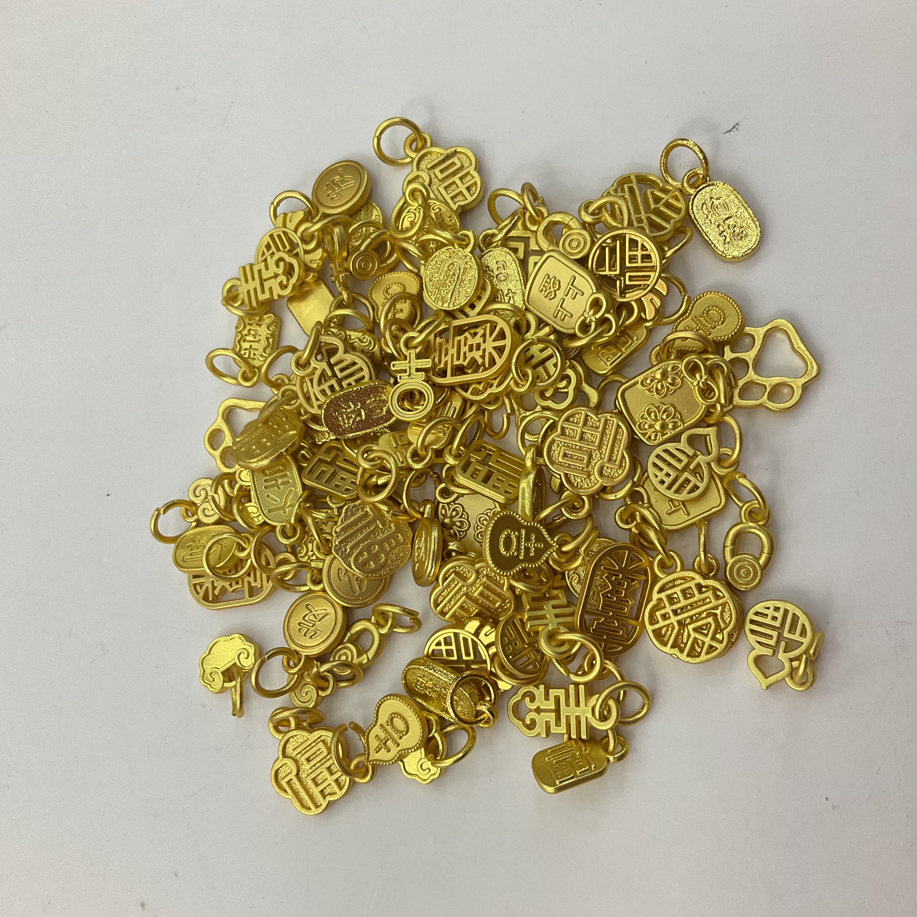 沙金配件手链手串百搭款小吊坠方福小祥云大吉大利上上签diy饰品项链配件细节图