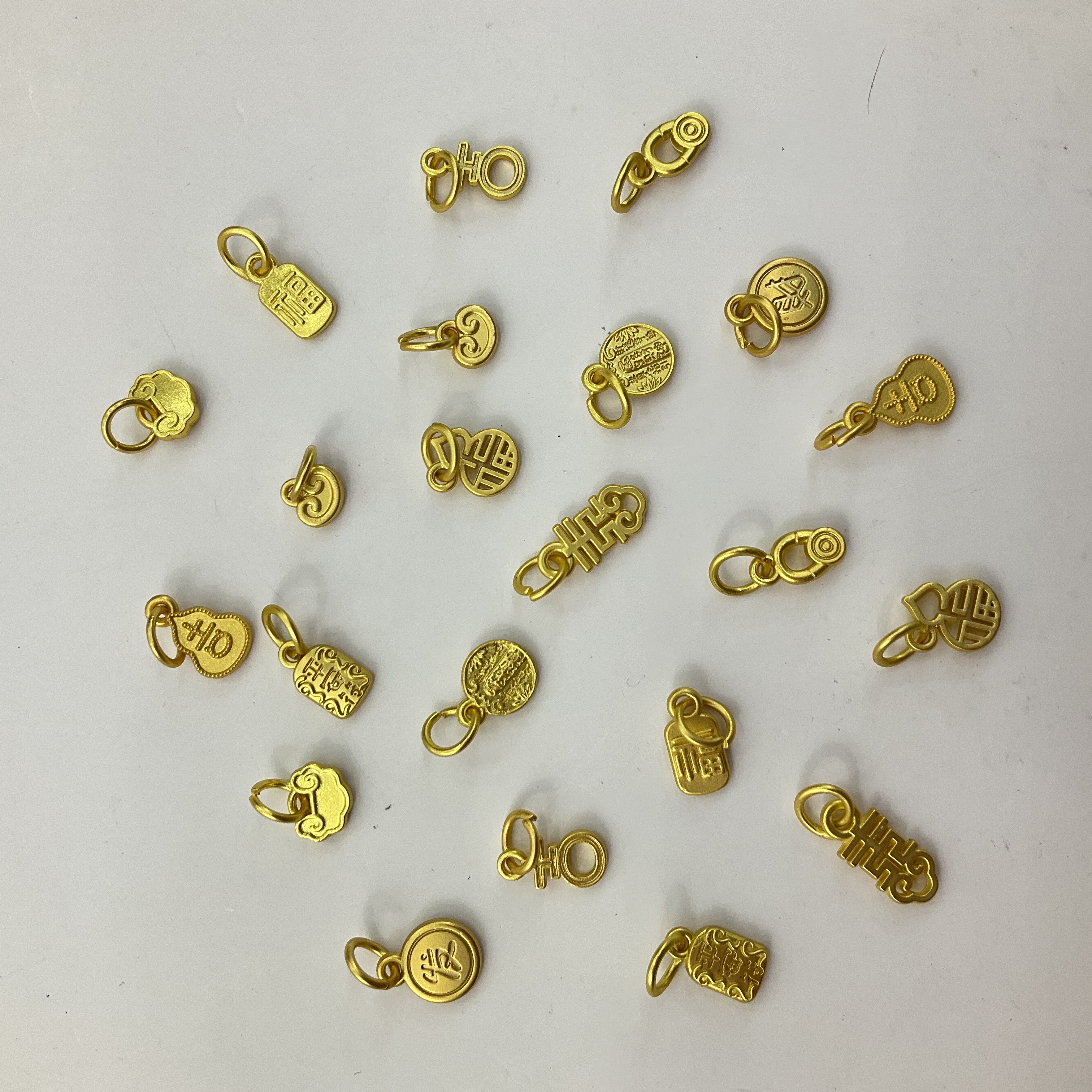 沙金配件手链手串百搭款小吊坠方福小祥云大吉大利上上签diy饰品项链配件