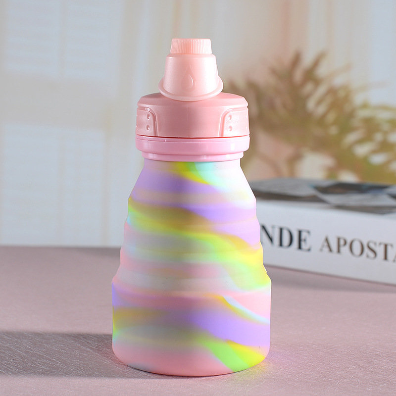 New outdoor silicone folding handle water cup, travel fitness sports water bottle, warm hand, portable, anti-drop, large-bellied cup Item Picture