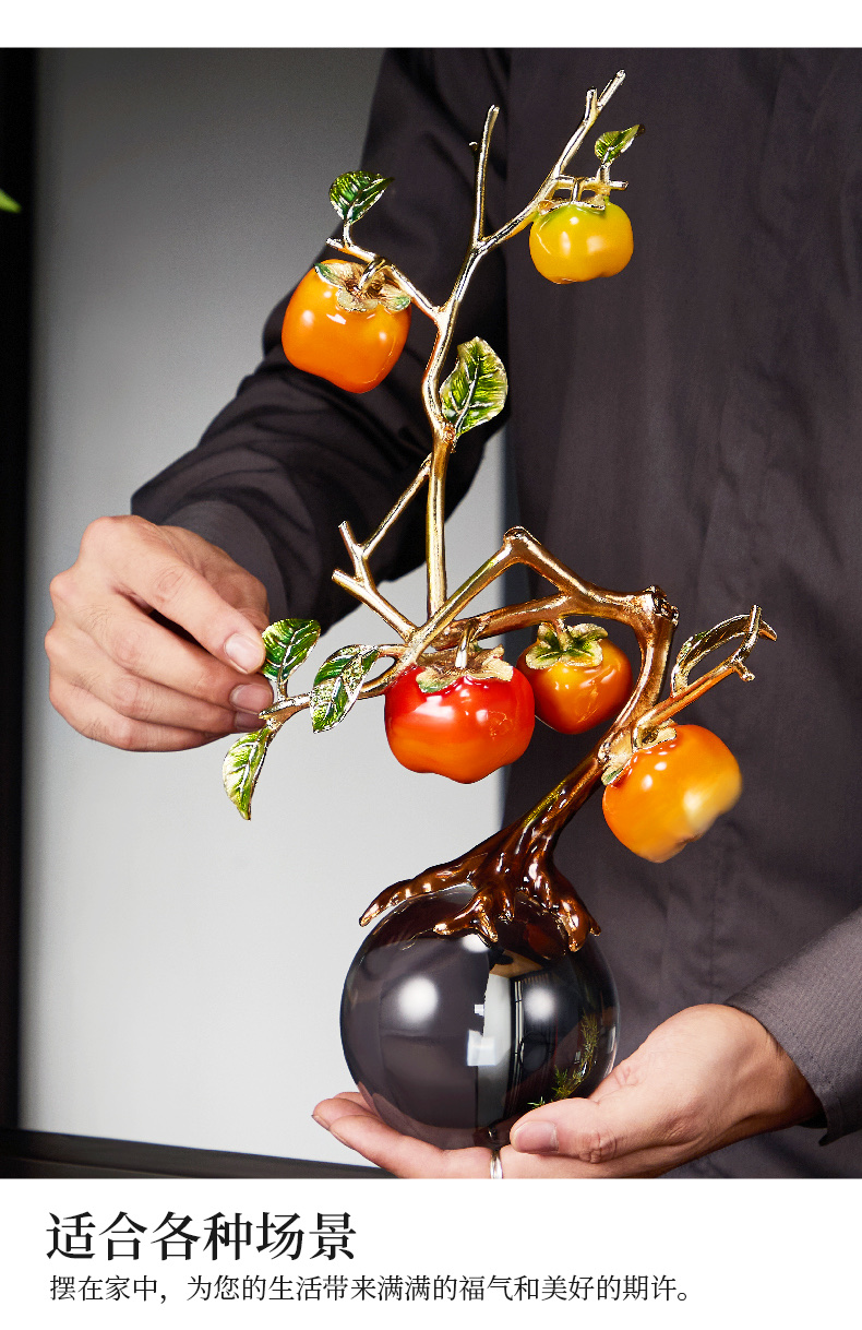 事事柿柿如意柿子高级感摆件新中式酒柜电视柜装饰品乔迁新居礼品详情图7