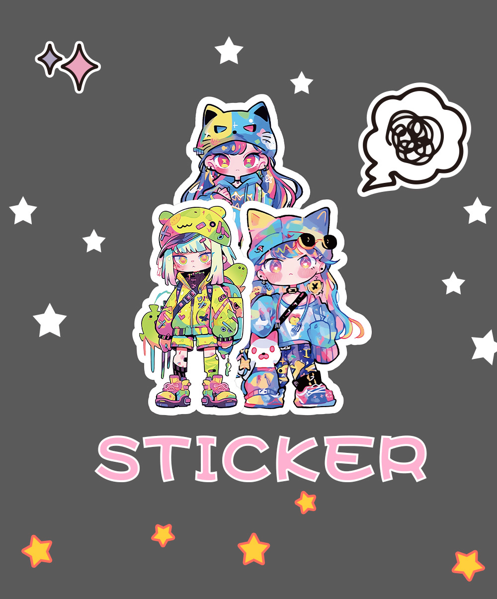 原创60张 糖果女孩贴纸 可爱 创意装饰笔记本，文具，手帐素材贴画 贴纸咕卡贴纸贴纸儿童卡通 detail image 6