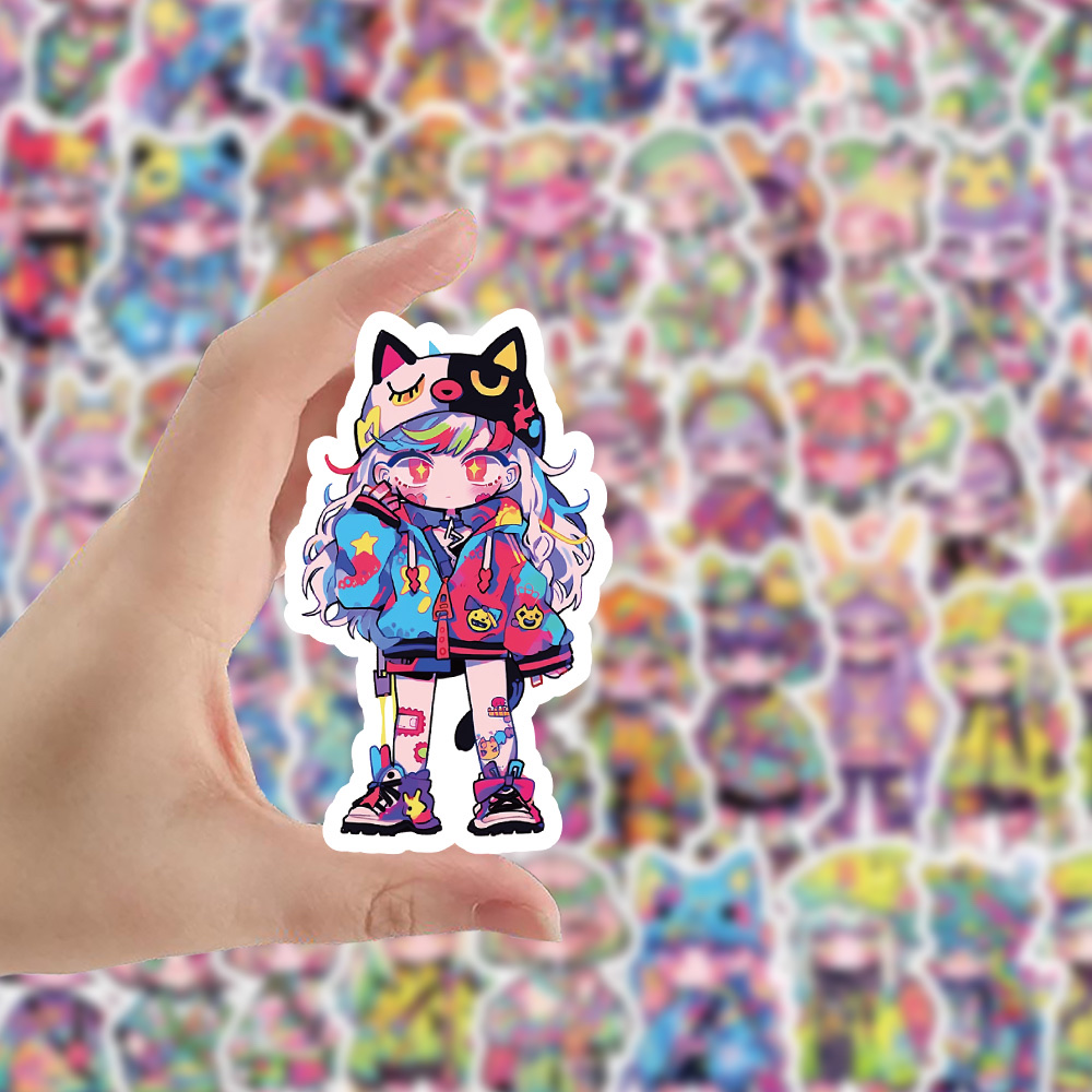 原创60张 糖果女孩贴纸 可爱 创意装饰笔记本，文具，手帐素材贴画 贴纸咕卡贴纸贴纸儿童卡通 details Picture