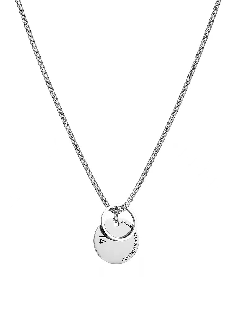 Factory direct sales: Ring letter versatile titanium steel men's necklace, women's collarbone chain, hip-hop style niche design, high-end sweater chain detail image 1