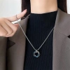 Factory direct sales of ins influencer "Three Lives and Three Worlds" couple necklaces, personalized and trendy men's hip-hop necklaces, sweater chains, titanium steel pendants for men Application Scenario