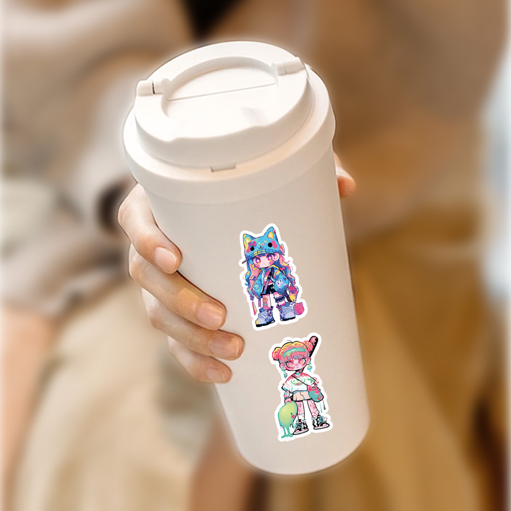 原创60张 糖果女孩贴纸 可爱 创意装饰笔记本，文具，手帐素材贴画 贴纸咕卡贴纸贴纸儿童卡通 Application Scenario
