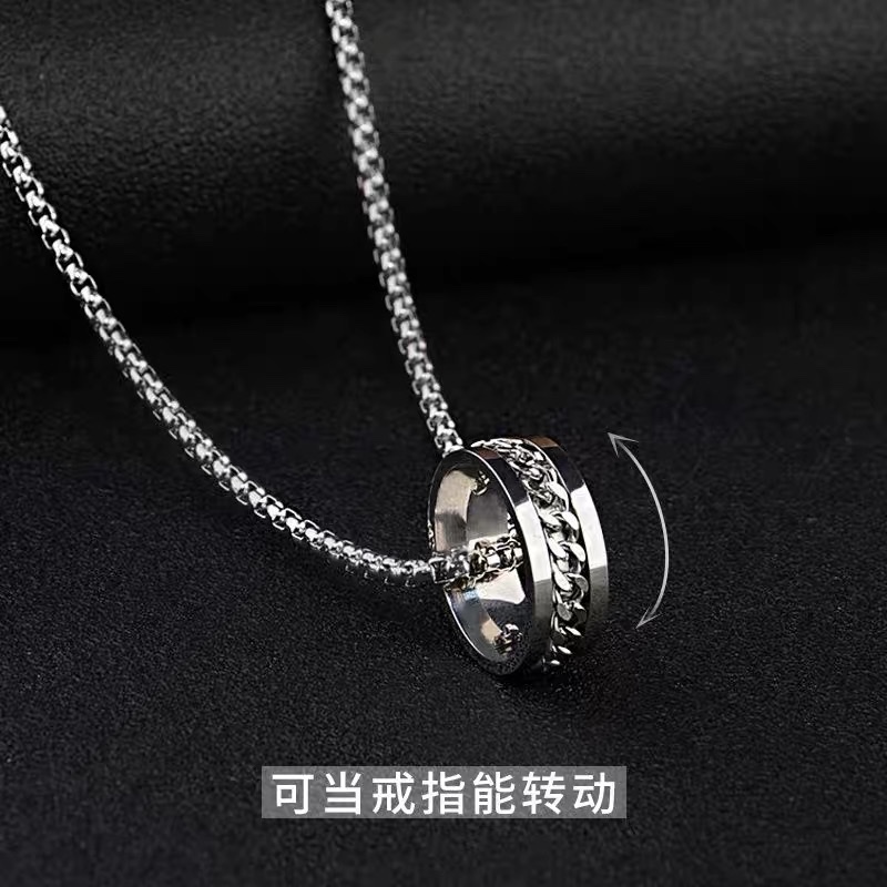 Factory direct sales of beer rings, necklaces, titanium and steel dual-purpose men's pendants, simple and fashionable women's hip-hop personality titanium and steel accessory pendants detail image 3