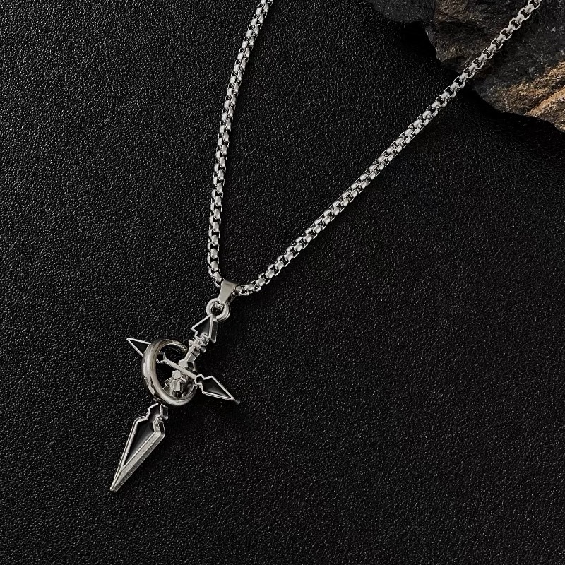 Factory direct sales of cross pendant men's necklace, men's trendy brand, versatile chain accessory, men's trendy sweatshirt pendant Item Picture