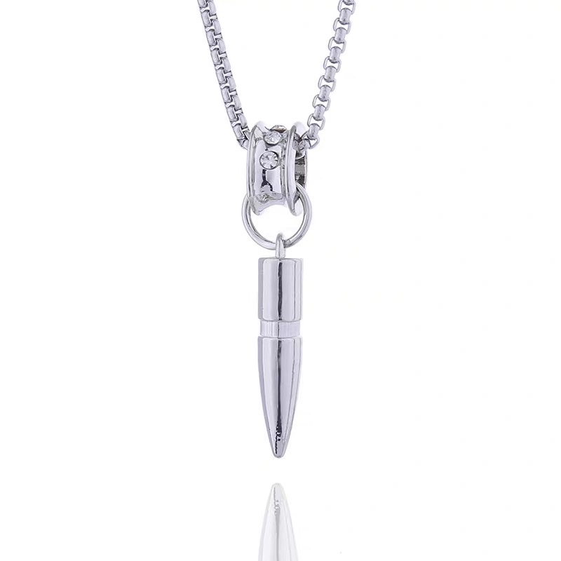 Factory direct sales bullet pendant necklace, men's trendy versatile chain, men's trendy brand, high-end, light luxury, niche men's accessories detail image 1
