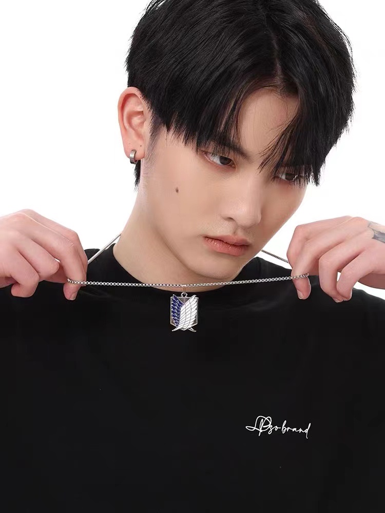 Factory direct sales: Freedom Wing Necklace, men's hip-hop anime pendant, Attack on Giant, niche design, high-end accessory Specification image
