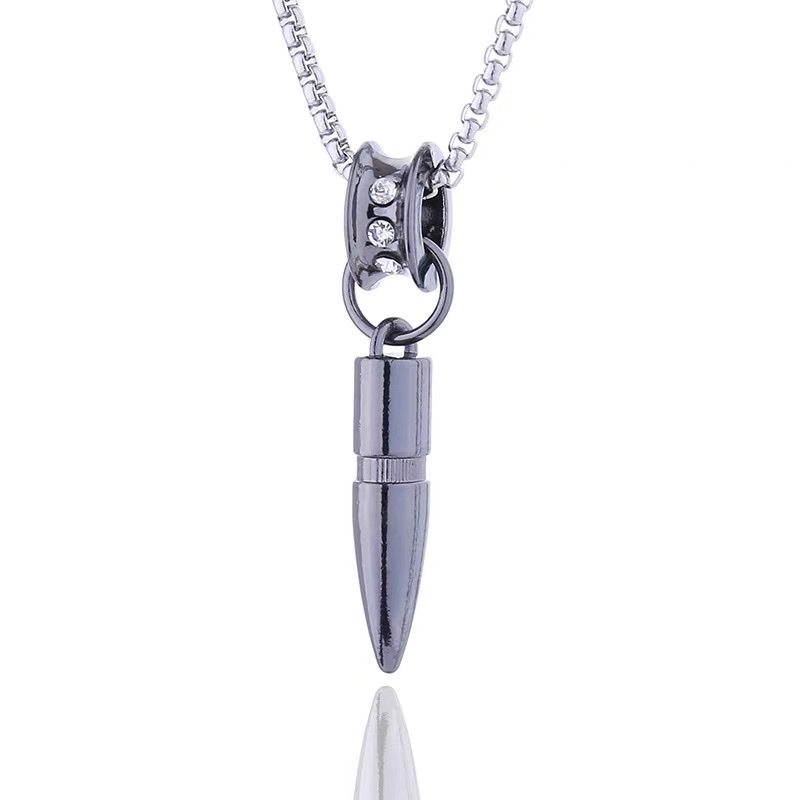Factory direct sales bullet pendant necklace, men's trendy versatile chain, men's trendy brand, high-end, light luxury, niche men's accessories detail image 2