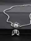 Factory direct sales of movable violent bear titanium steel necklace, hip-hop men's trendy punk couple sweater chain, women's niche hoodie pendant Specification image