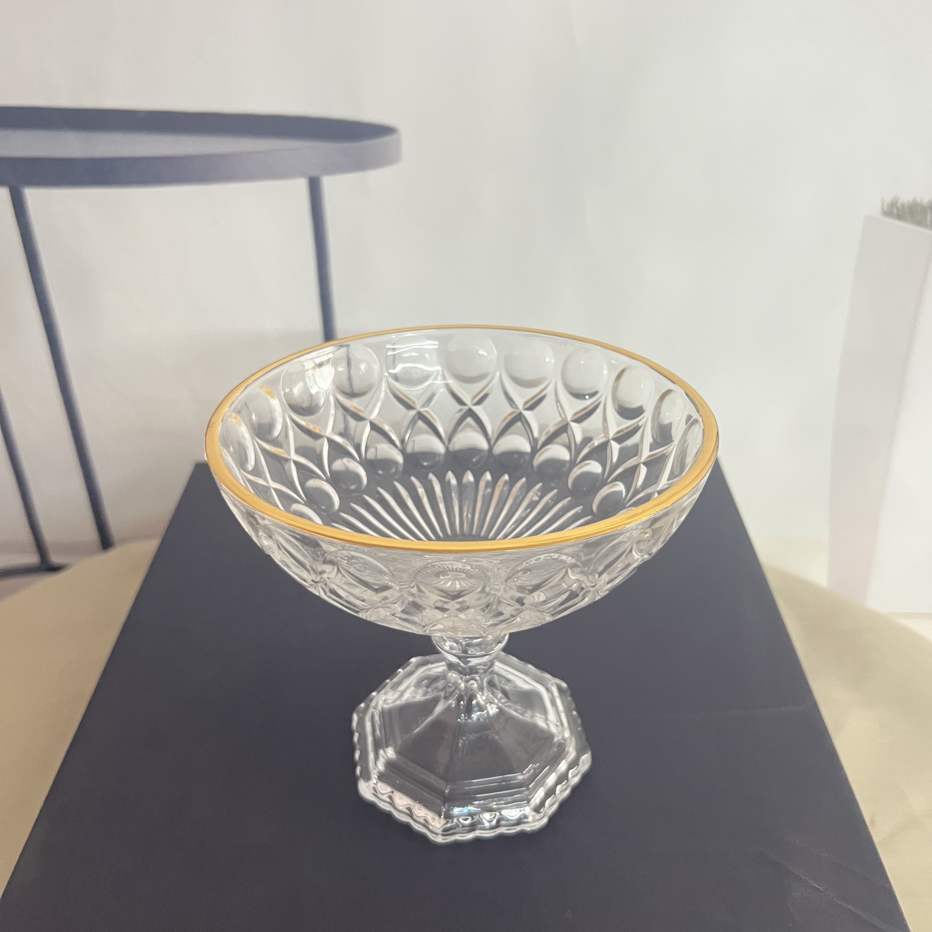 Glass fruit plate, crystal glass fruit plate, glass vase