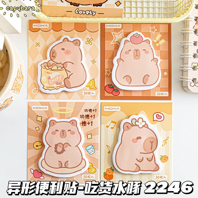 卡皮巴拉异性便利贴capybara吃货水豚30枚入便签本卡通可爱小学生文具详情图4