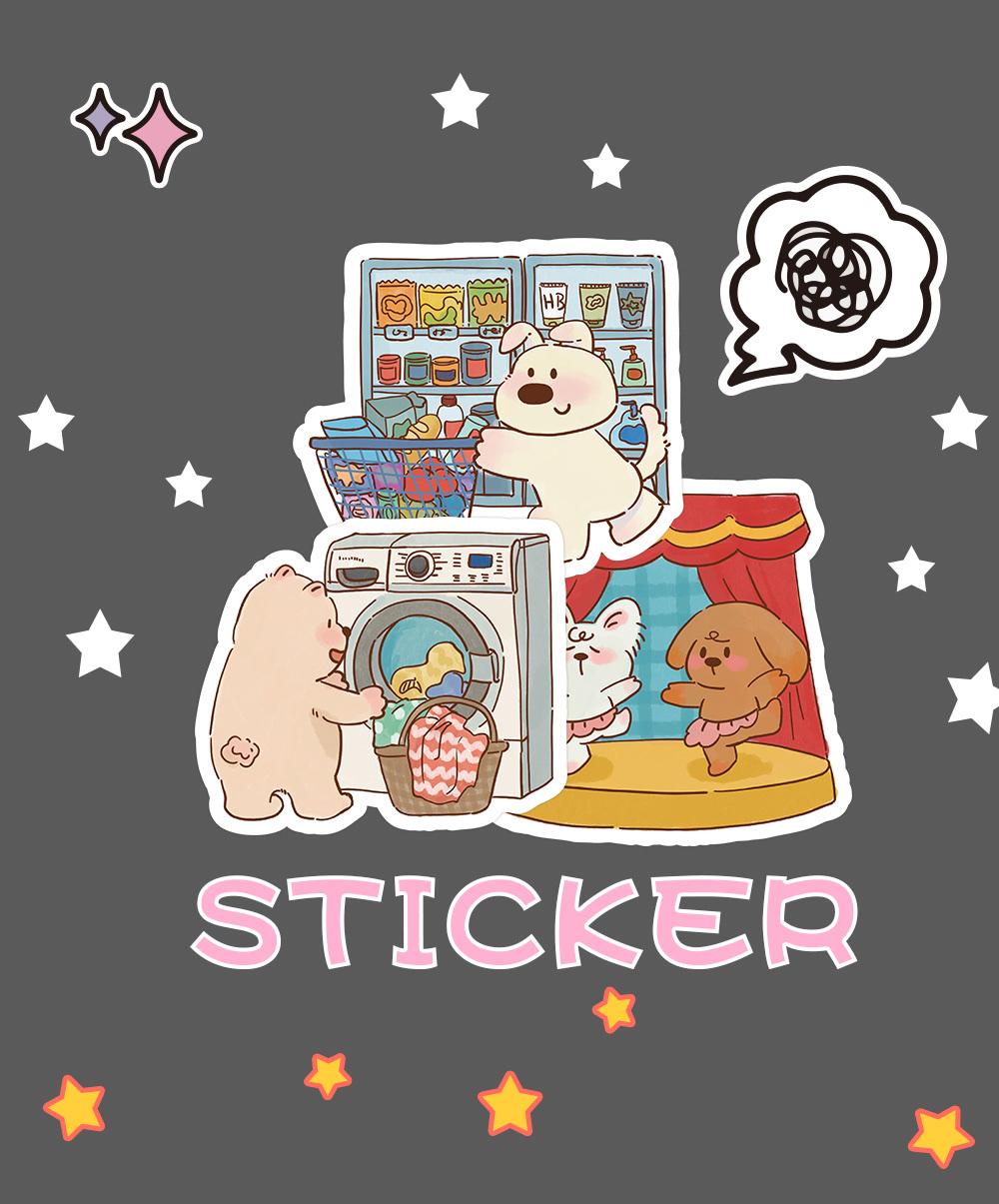 60张原创小动物的一天可爱贴纸卡通ins创意行李箱笔记本手帐贴画详情图3