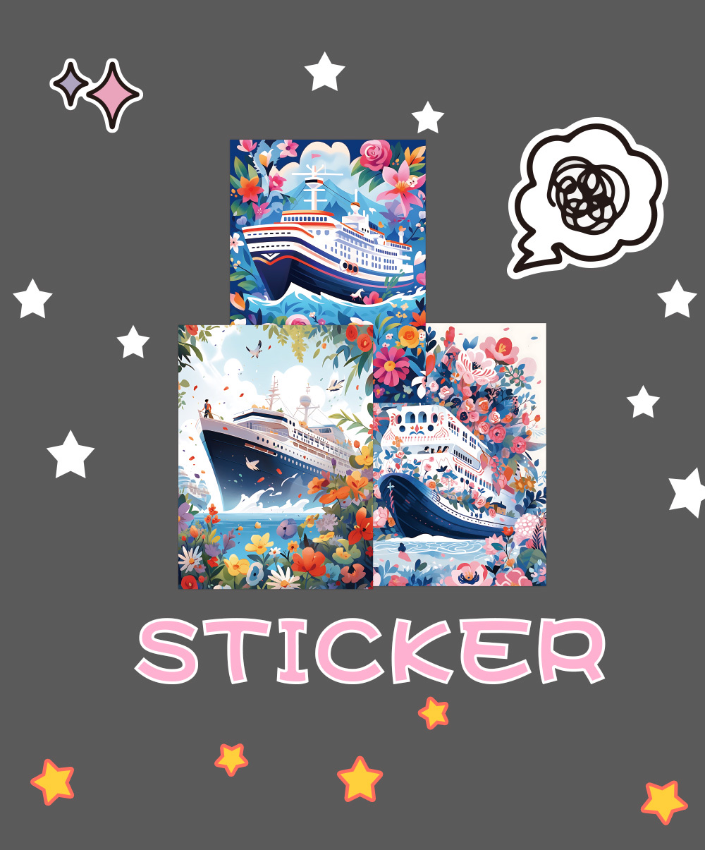60张乘风破浪轮船贴纸炫彩巨轮手帐背景打底贴纸手机壳装饰贴详情图3