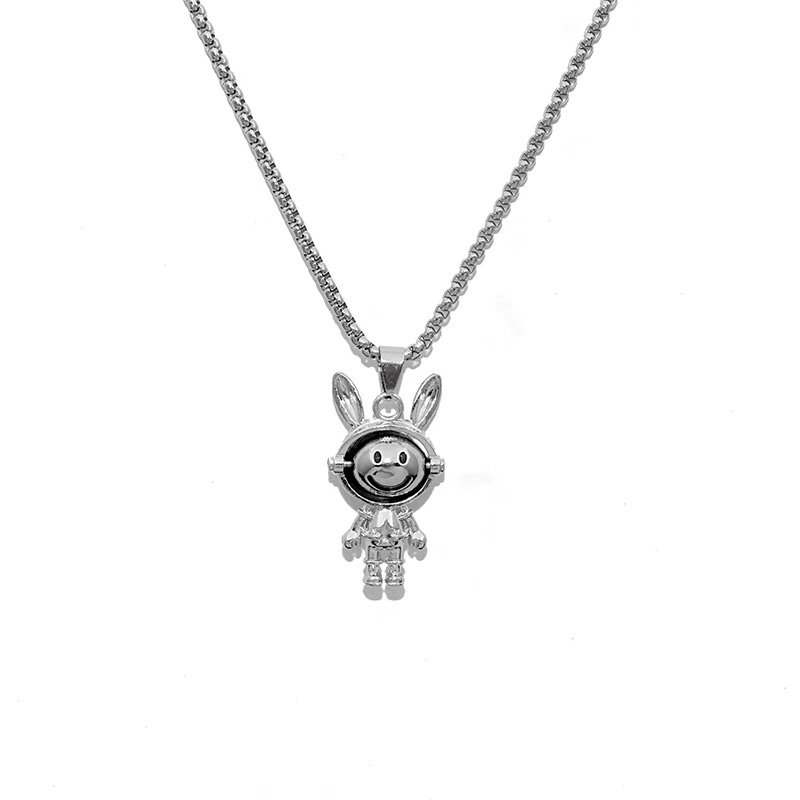Factory direct sales: Smiling little rabbit necklace, sweater chain, long hip-hop pendant for women, niche design, autumn and winter decoration Item Picture