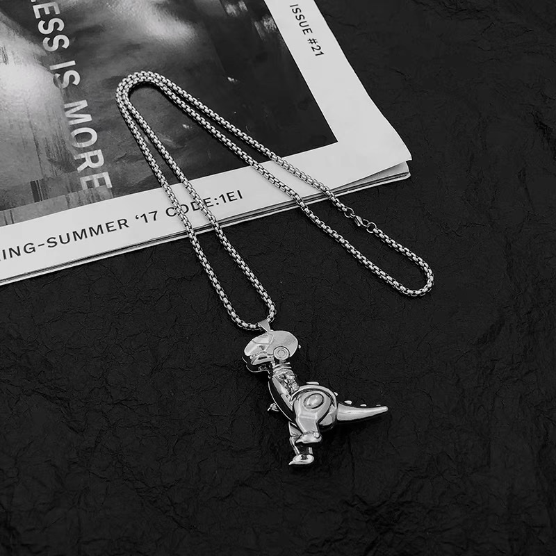 Factory direct sales of cartoon machine dinosaur necklaces, men's cool hip-hop pendants, women's summer ins sweatshirt chain accessories detail image 3