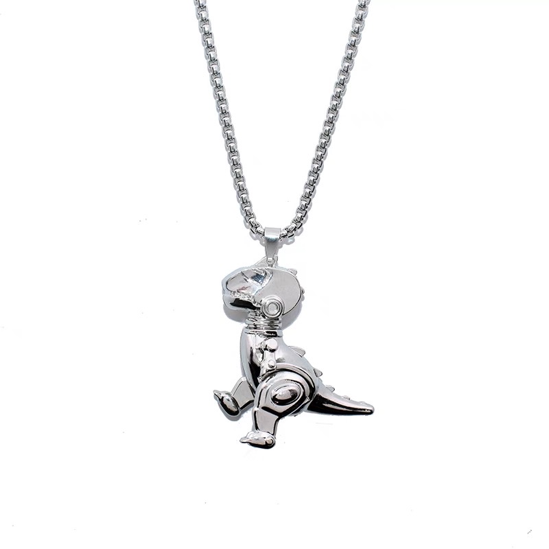 Factory direct sales of cartoon machine dinosaur necklaces, men's cool hip-hop pendants, women's summer ins sweatshirt chain accessories detail image 1