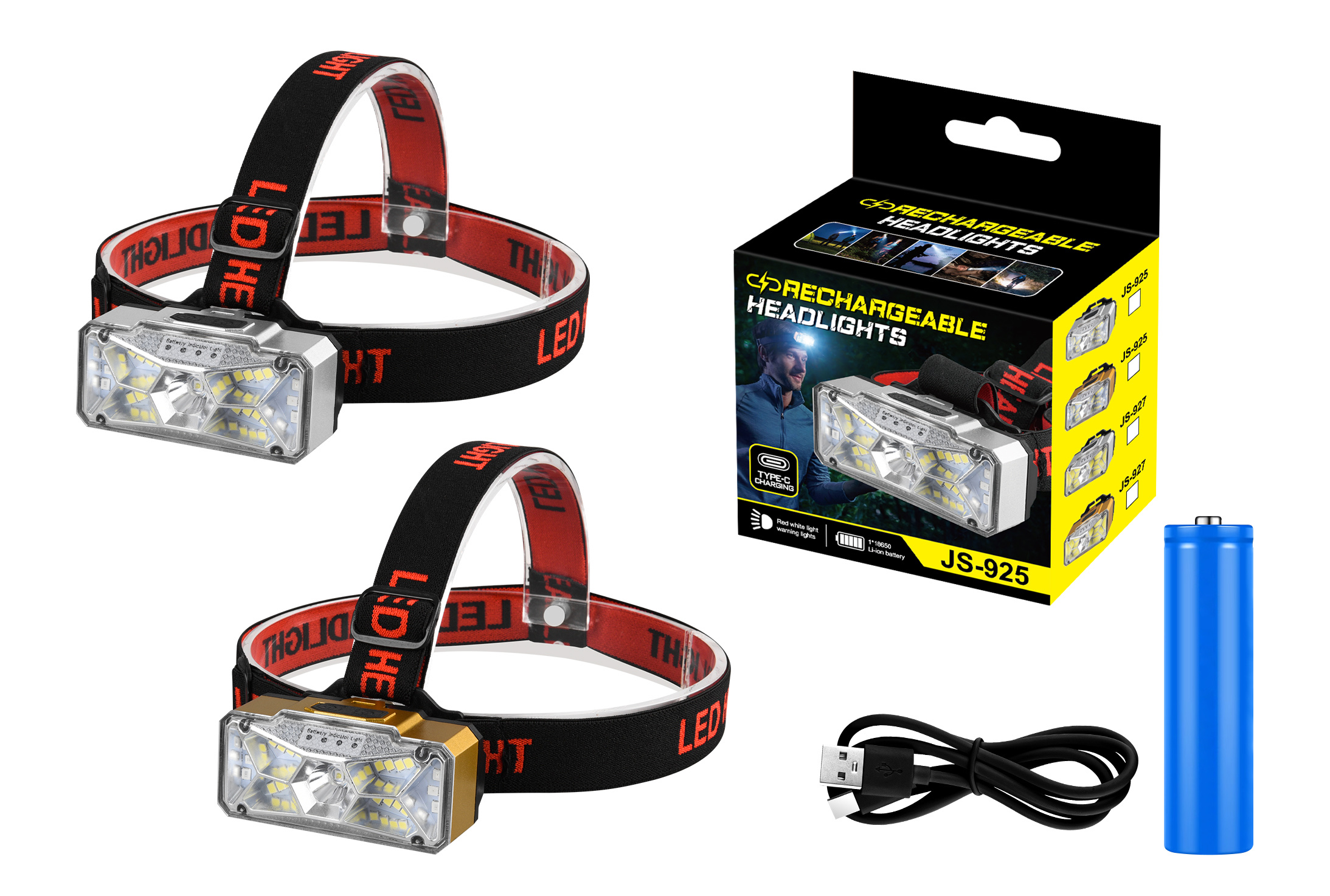 External lithium battery headlamps