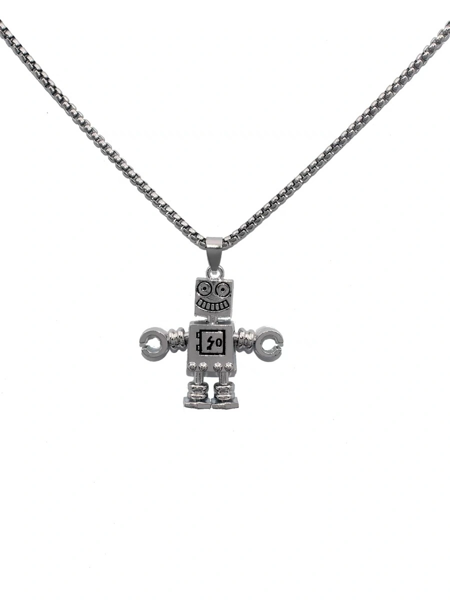 Factory direct sales of trendy movable robot necklaces for men and women, hip-hop niche design, hip-hop sweatshirt sweater chain accessories detail image 1