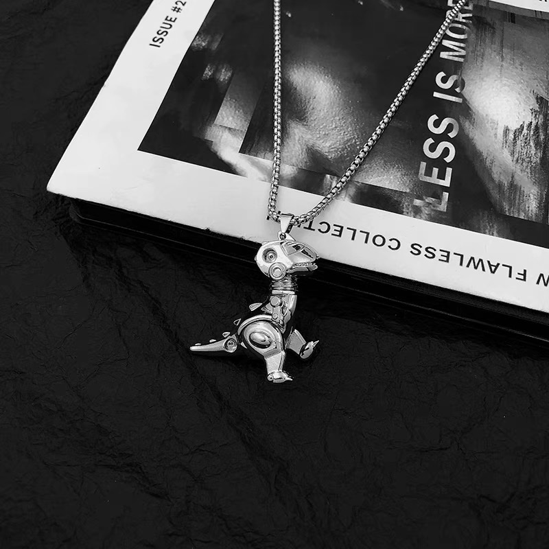 Factory direct sales of cartoon machine dinosaur necklaces, men's cool hip-hop pendants, women's summer ins sweatshirt chain accessories detail image 4