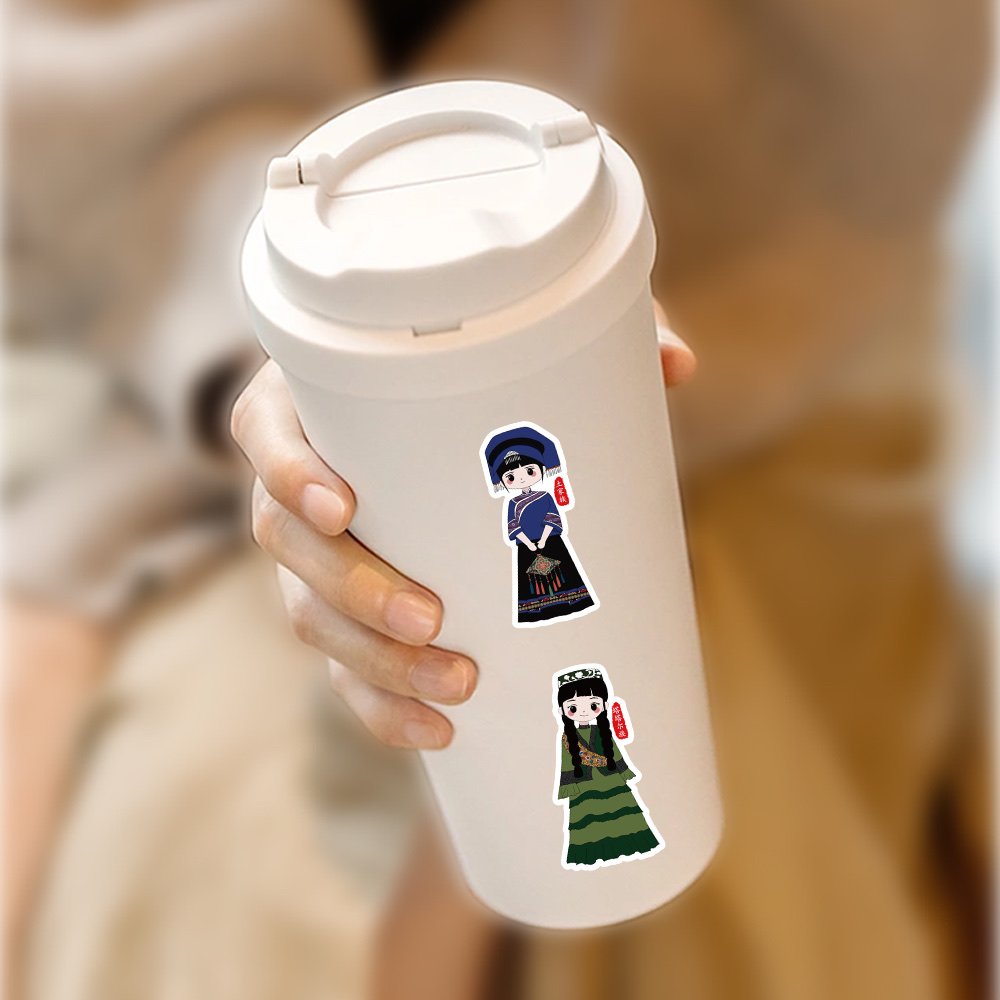 原创56个民族贴纸ins风卡通创意装饰笔记本文具手帐素材贴画批发细节图