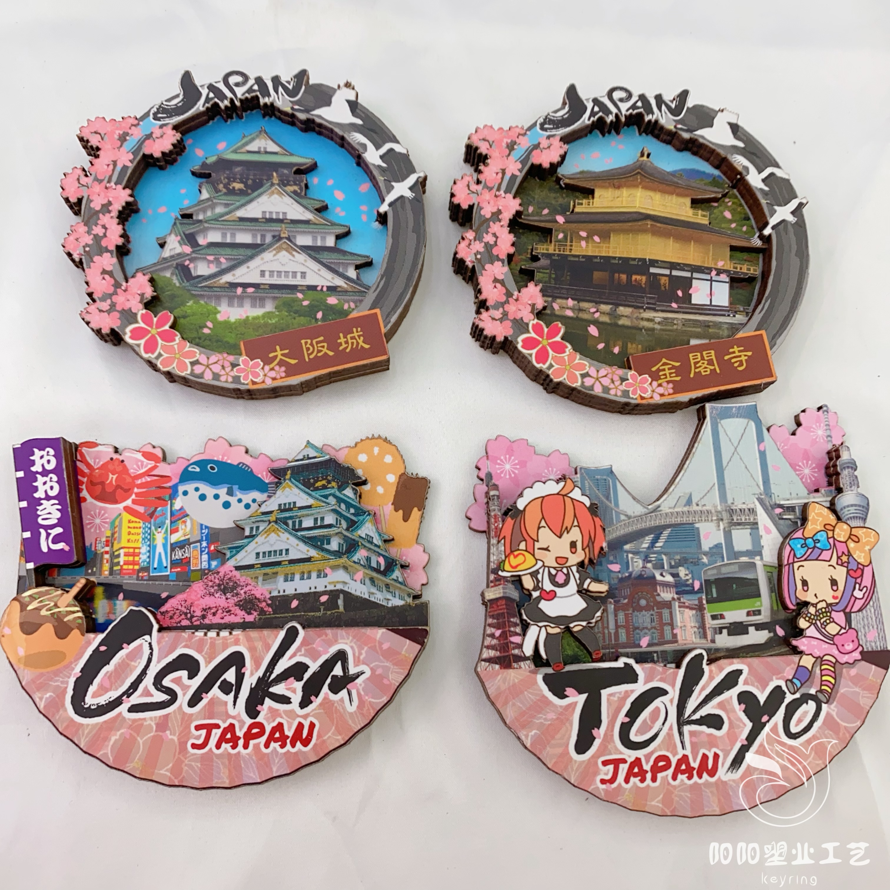 Magnetic wooden resin resin refrigerator stickers, decorative magnet magnetic stickers, creative gift refrigerator stickers, magnetic stickers, metal refrigerator stickers, acrylic refrigerator stickers for scenic spots in Japan Item Picture