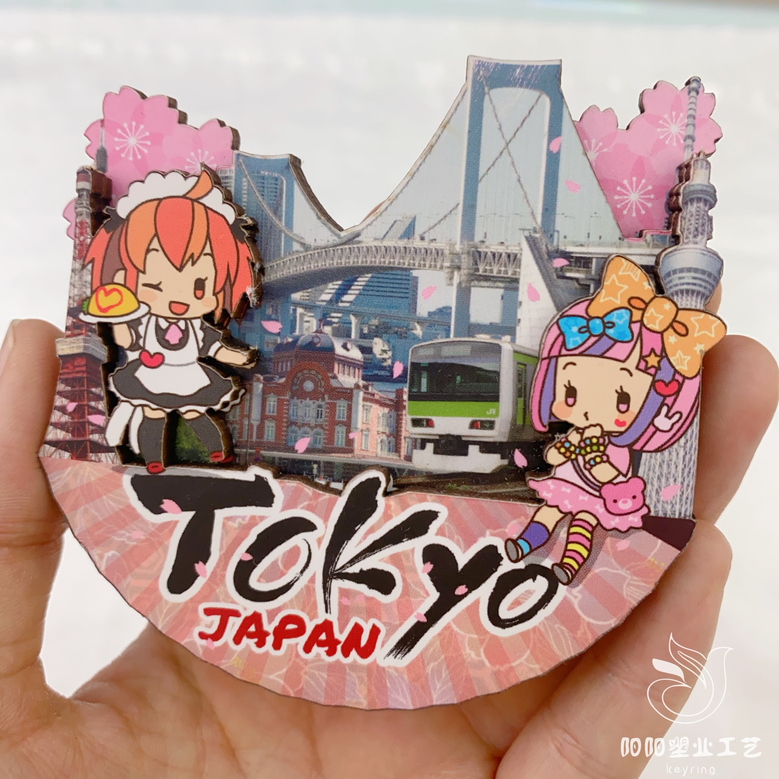 Magnetic wooden resin resin refrigerator stickers, decorative magnet magnetic stickers, creative gift refrigerator stickers, magnetic stickers, metal refrigerator stickers, acrylic refrigerator stickers for scenic spots in Japan details Picture