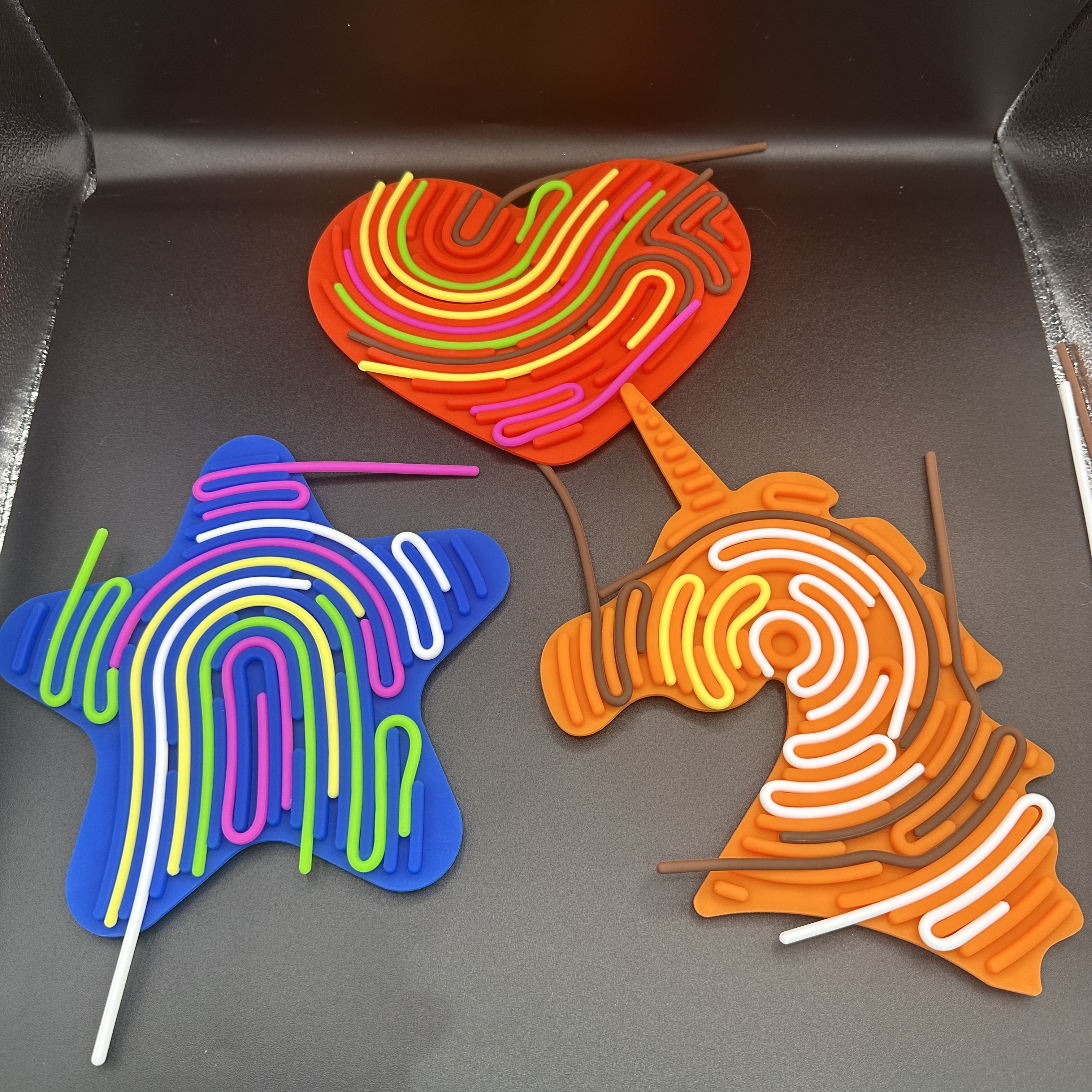 Amazon new silicone sensory activity board color double-sided design puzzle decompression toy Sensory activity board silicone press twister stick silicone twister Item Picture