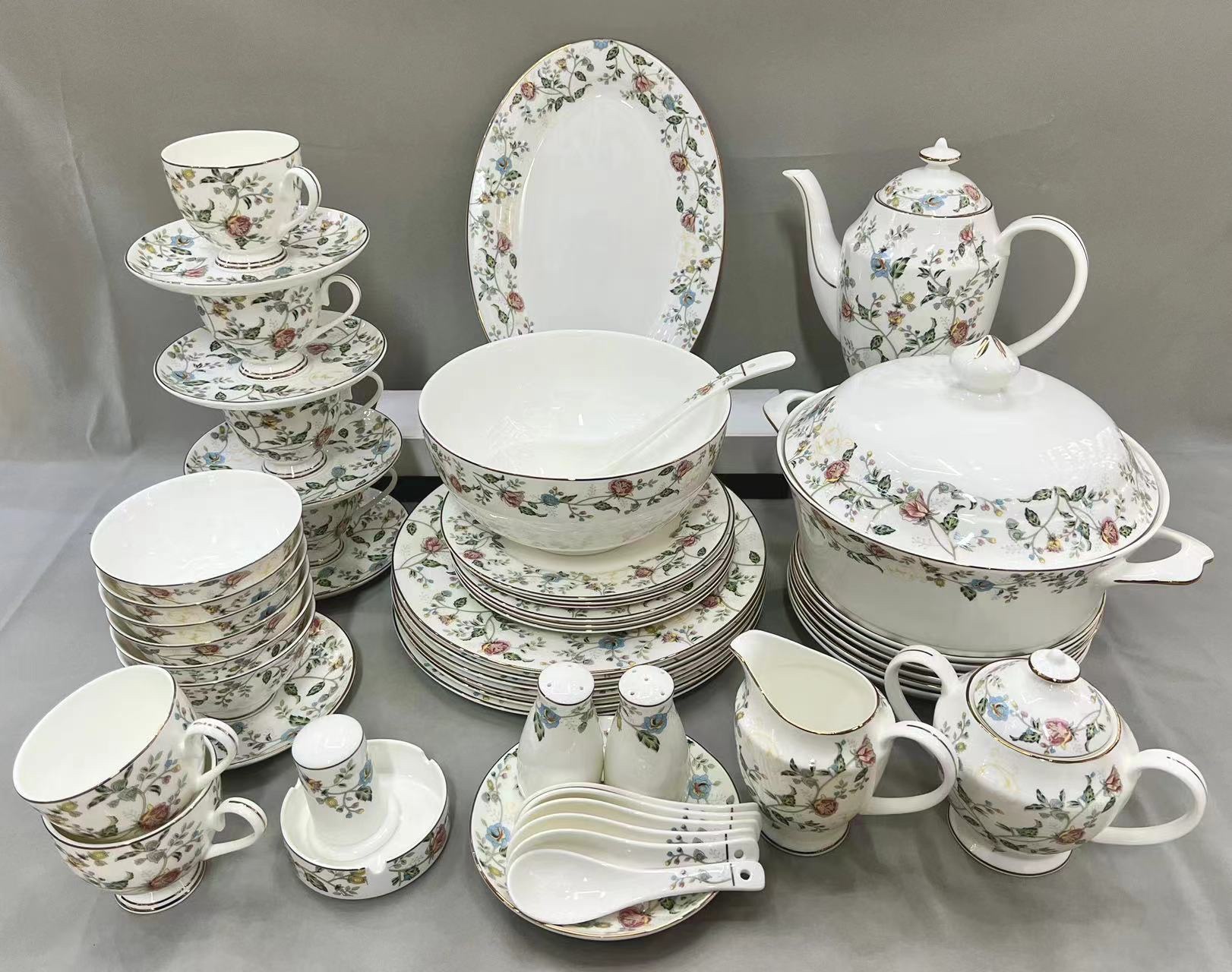 骨瓷餐具，西餐56pcs，富士山风情