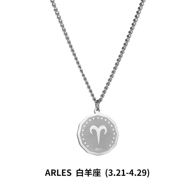 厂家直销十二星座吊坠潮牌钛钢项链男女轻奢小众挂件设计感小众毛衣链配饰详情图8
