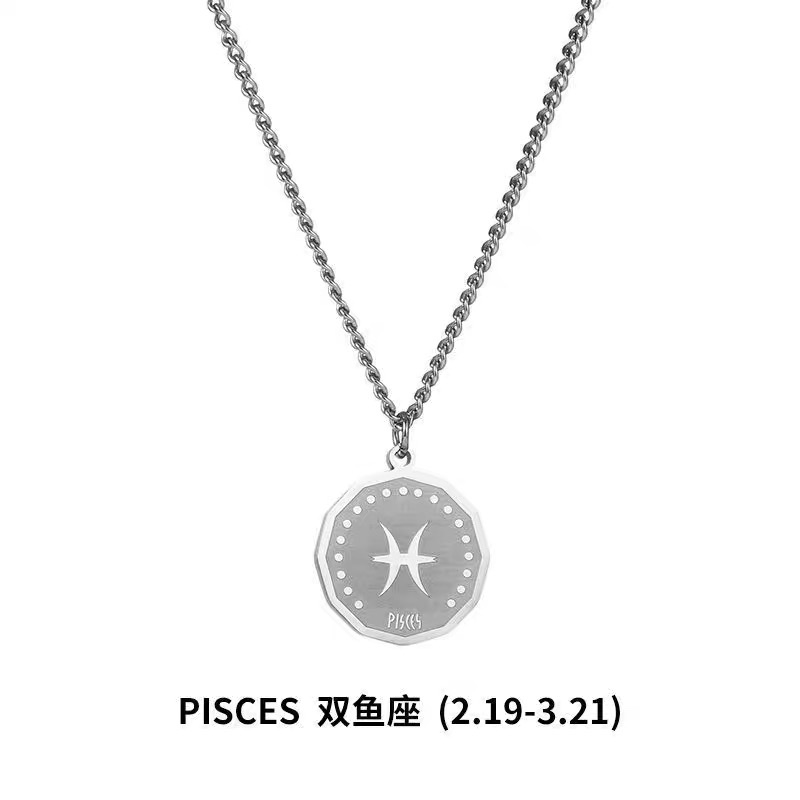 厂家直销十二星座吊坠潮牌钛钢项链男女轻奢小众挂件设计感小众毛衣链配饰详情图2