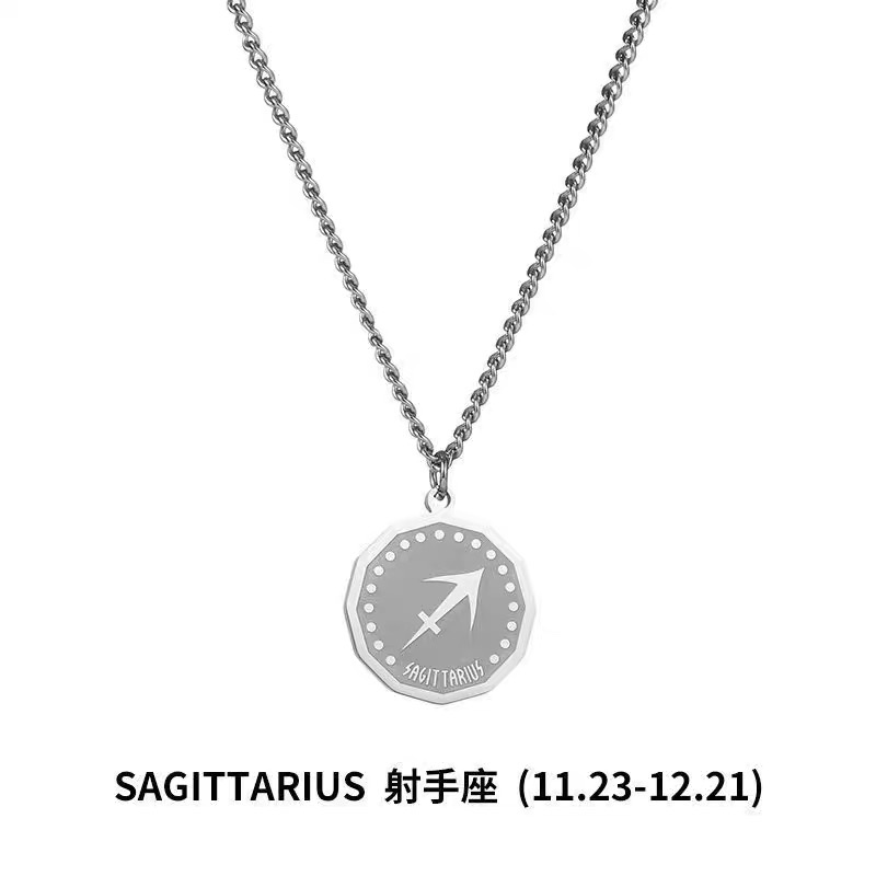厂家直销十二星座吊坠潮牌钛钢项链男女轻奢小众挂件设计感小众毛衣链配饰详情图11