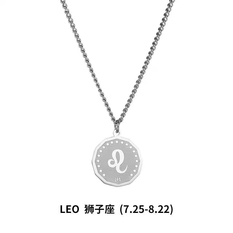 厂家直销十二星座吊坠潮牌钛钢项链男女轻奢小众挂件设计感小众毛衣链配饰详情图6