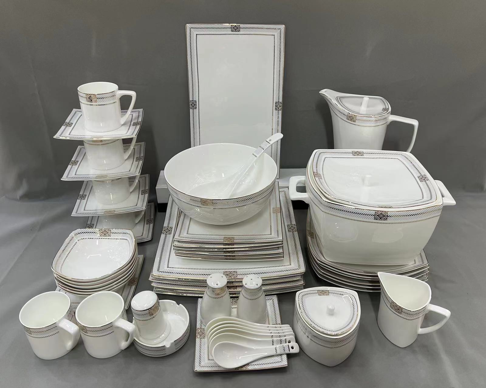 56pcs骨瓷餐具，西餐餐具套装，高品质