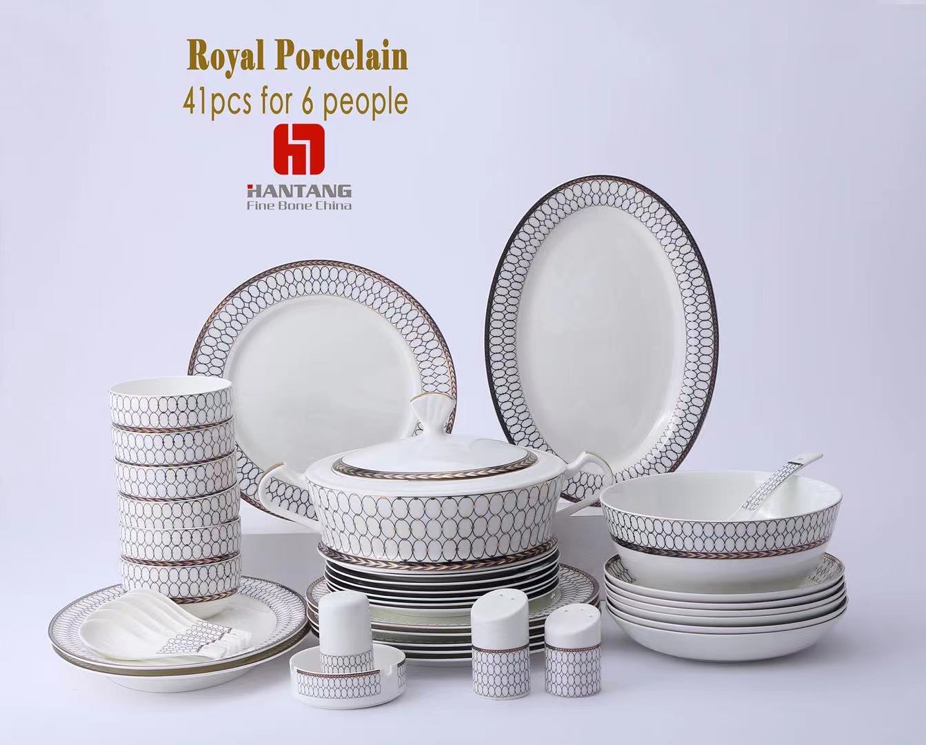 56pcs金粉年华，可供6人使用，骨瓷餐具，西餐餐具套装