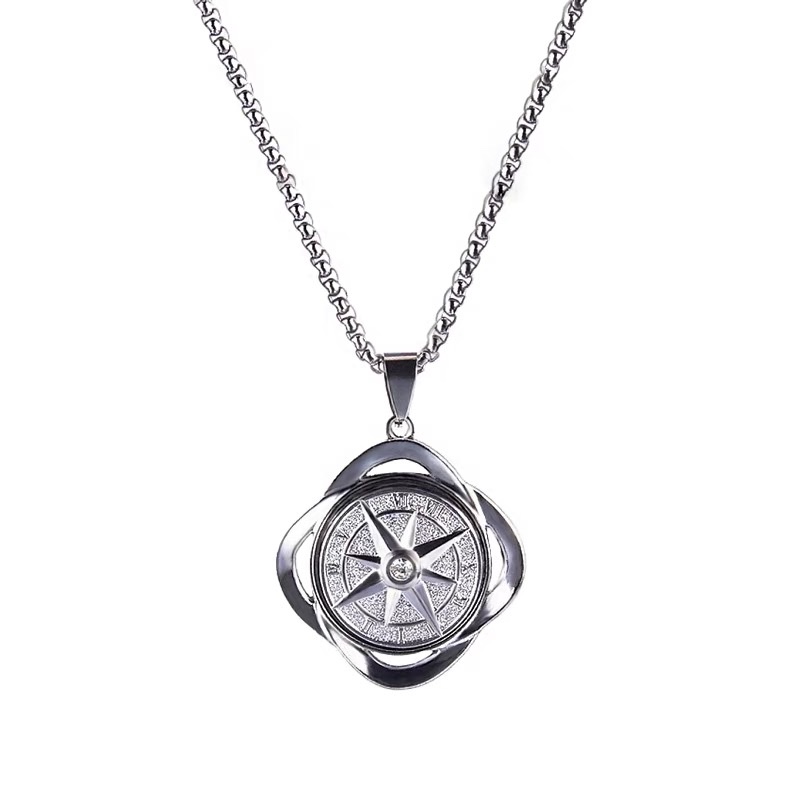 Roman numeral necklace for men and women, hip-hop Instagram streetwear brand, rotatable disc hoodie, long sweater chain detail image 1