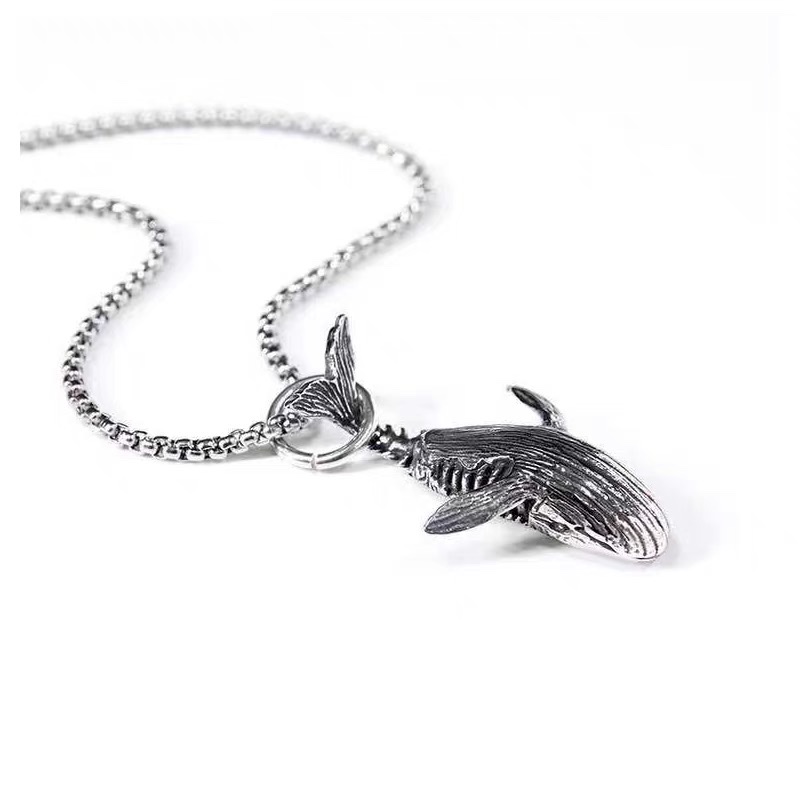 Factory direct sales of DUKATO's new titanium steel dolphin pendant, a trendy street hip-hop and dance couple necklace, and punk cool accessories for men and women detail image 5