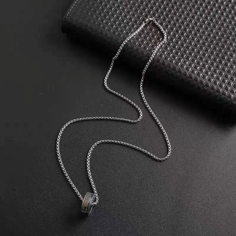 Factory direct sales of titanium steel non-fading ins hip-hop and disco trendy men's rings, necklaces, personalized internet-famous sweater chains, accessories and simple pendants detail image 4