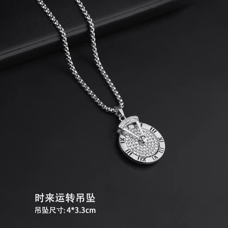 Factory direct sales of personalized Roman numeral disc necklaces, hip-hop trendsetter pendants for men and women, titanium steel trendy men's accessories details Picture