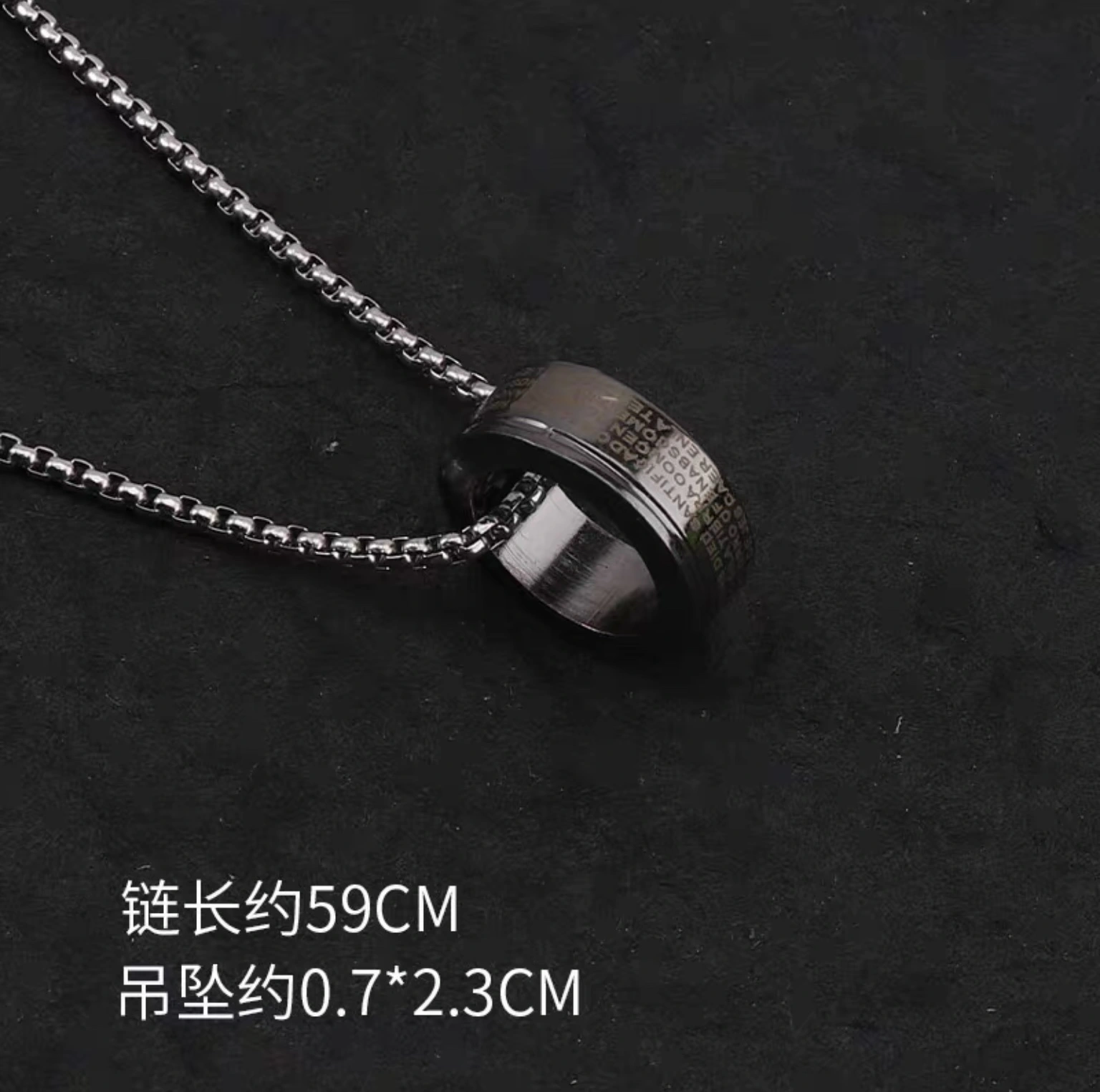Factory direct sales of titanium steel non-fading ins hip-hop and disco trendy men's rings, necklaces, personalized internet-famous sweater chains, accessories and simple pendants detail image 3