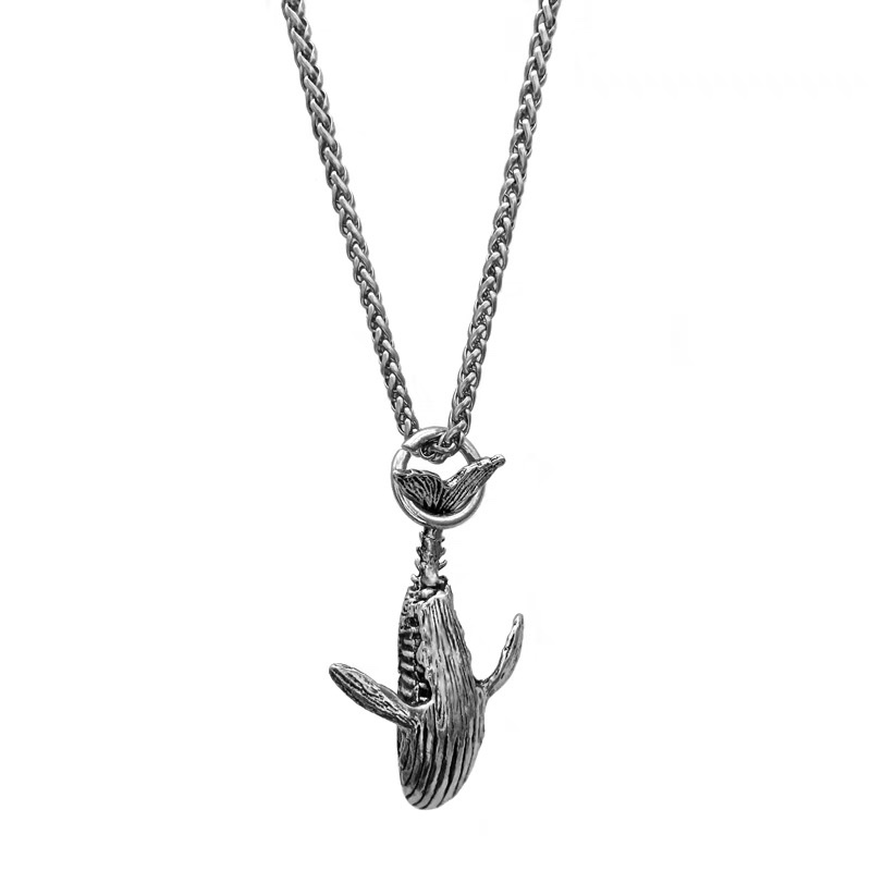 Factory direct sales of DUKATO's new titanium steel dolphin pendant, a trendy street hip-hop and dance couple necklace, and punk cool accessories for men and women details Picture