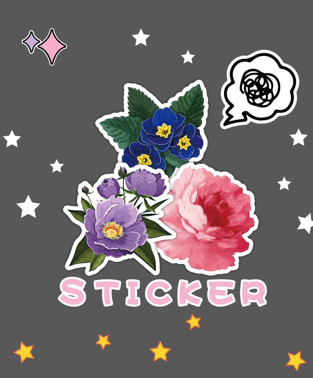 60张原创花贴纸DIY手帐素材小清新贴纸装饰冰箱电脑笔记本行李箱水杯贴画批发详情图3