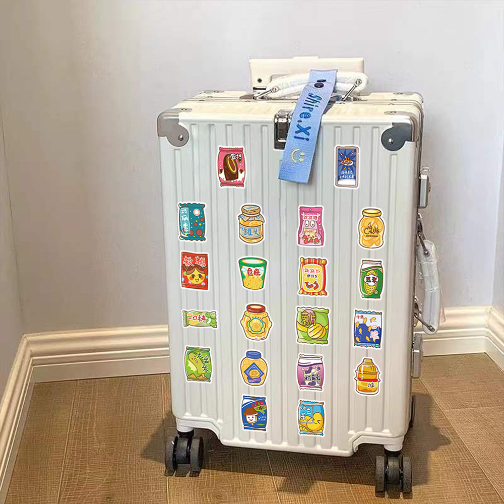 60张原创零食贴纸DIY手帐素材贴纸装饰冰箱电脑笔记本行李箱水杯贴画批发细节图