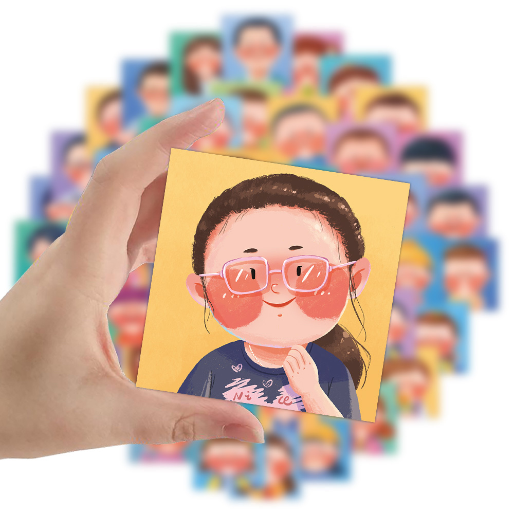 60张原创卡通头像贴纸DIY手帐素材贴纸装饰冰箱电脑笔记本行李箱水杯贴画批发产品图