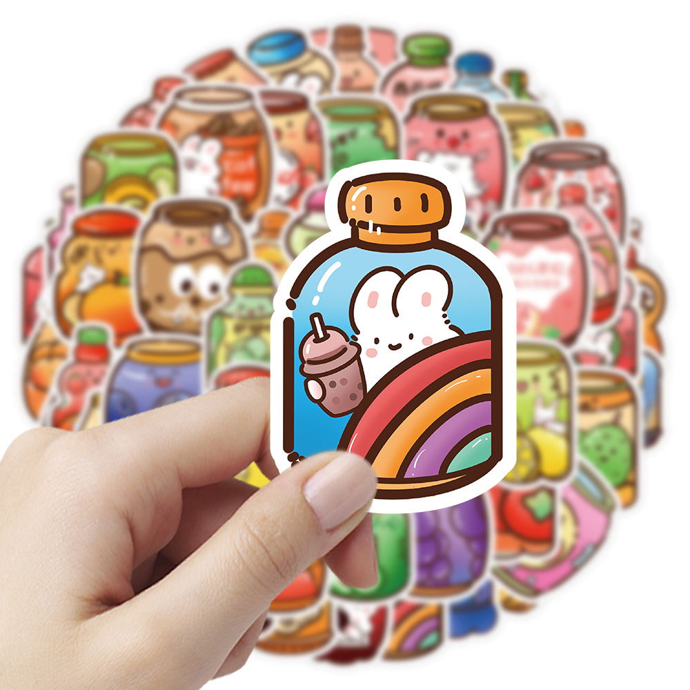 60张原创饮料贴纸贴纸DIY手帐素材贴纸装饰冰箱电脑笔记本行李箱水杯贴画批发产品图