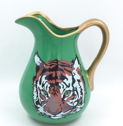 European-style painted ceramic vases, green animal single-eared water kettles, milk kettles, flower arrangement, country-style retro light luxury flower POTS and vases details Picture