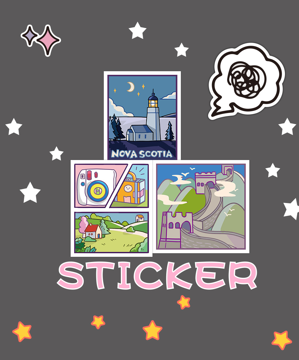 60张原创旅行日记贴纸DIY手帐素材贴纸装饰冰箱电脑笔记本行李箱水杯贴画批发详情图1